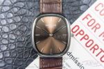 Swiss Copy Patek Philippe Golden Ellipse Brown Dial Steel Case Leather Band 9015 Automatic Watch